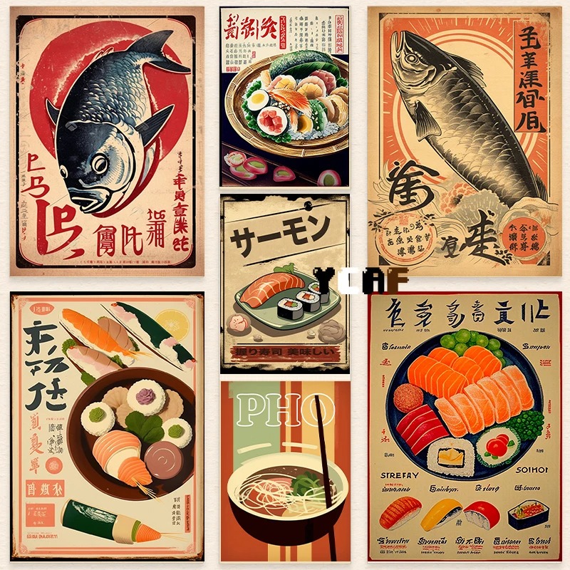 Vintage Japanese Food Poster C - Japanese Lifestyle Food review and price