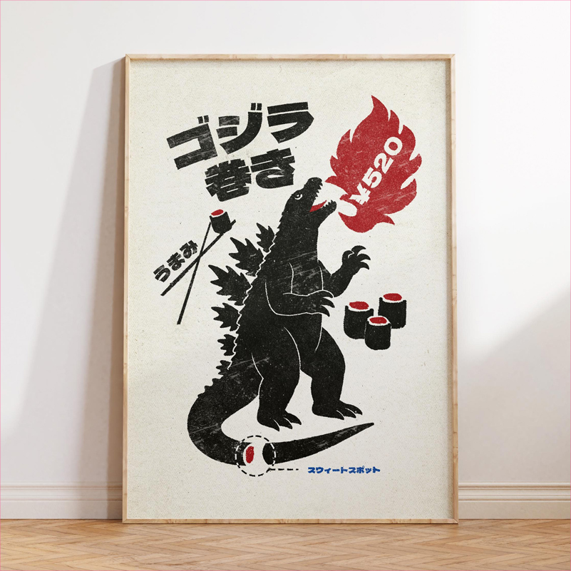 Japan Food Art Poster Retro Ja - Japanese Lifestyle Food review and price